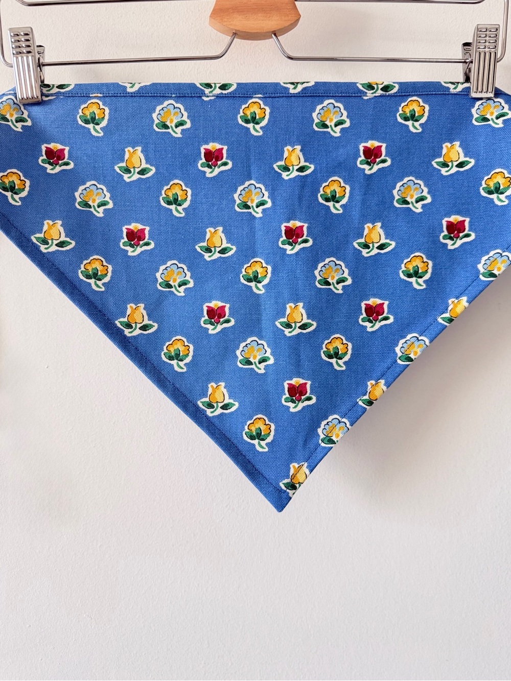 Handmade Blue Floral Tie Bandana Head Scarf Waist Scarf Cottagecore Cotton - Picture 4 of 8